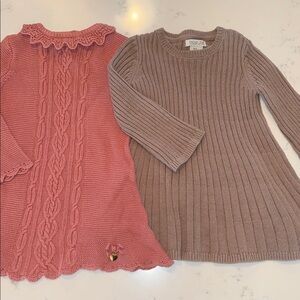 Rachel Zoe Taupe Ribbed Knit Dress & Pink Cable Knit Dress Duo